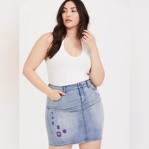 Torrid x Disney Tangled Lantern Embroidered Denim Skirt